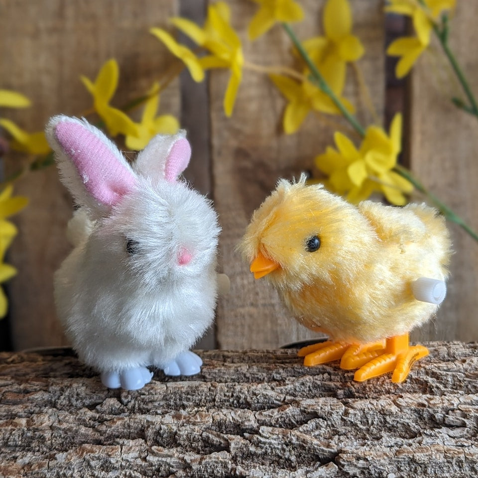 Fluffy Bunny and Chick Wind-Up Toys