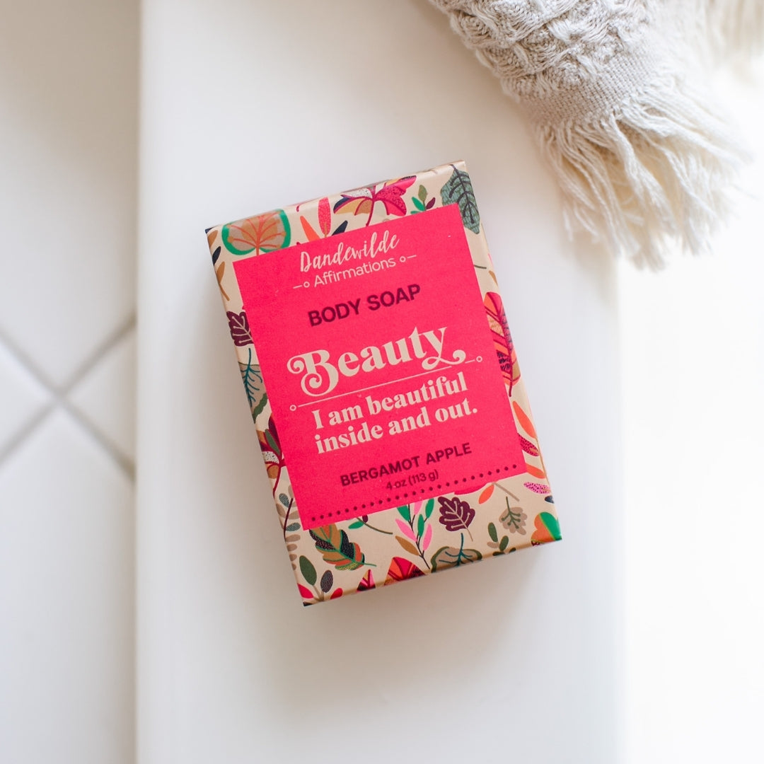 Soapy Gnome Dandewilde Affirmation Soap: Beauty - I am beautiful inside &amp; out. - Bergamot Apple