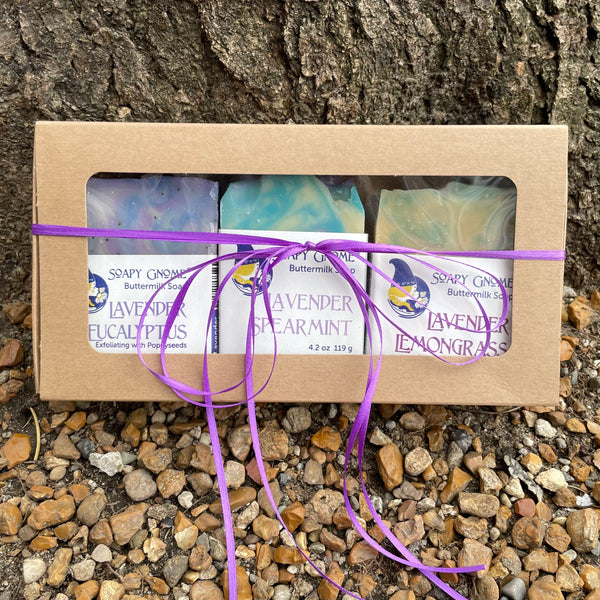 3-Soap Bundle Box: Lavender Eucalyptus, Lavender Spearmint, Lavender Lemongrass