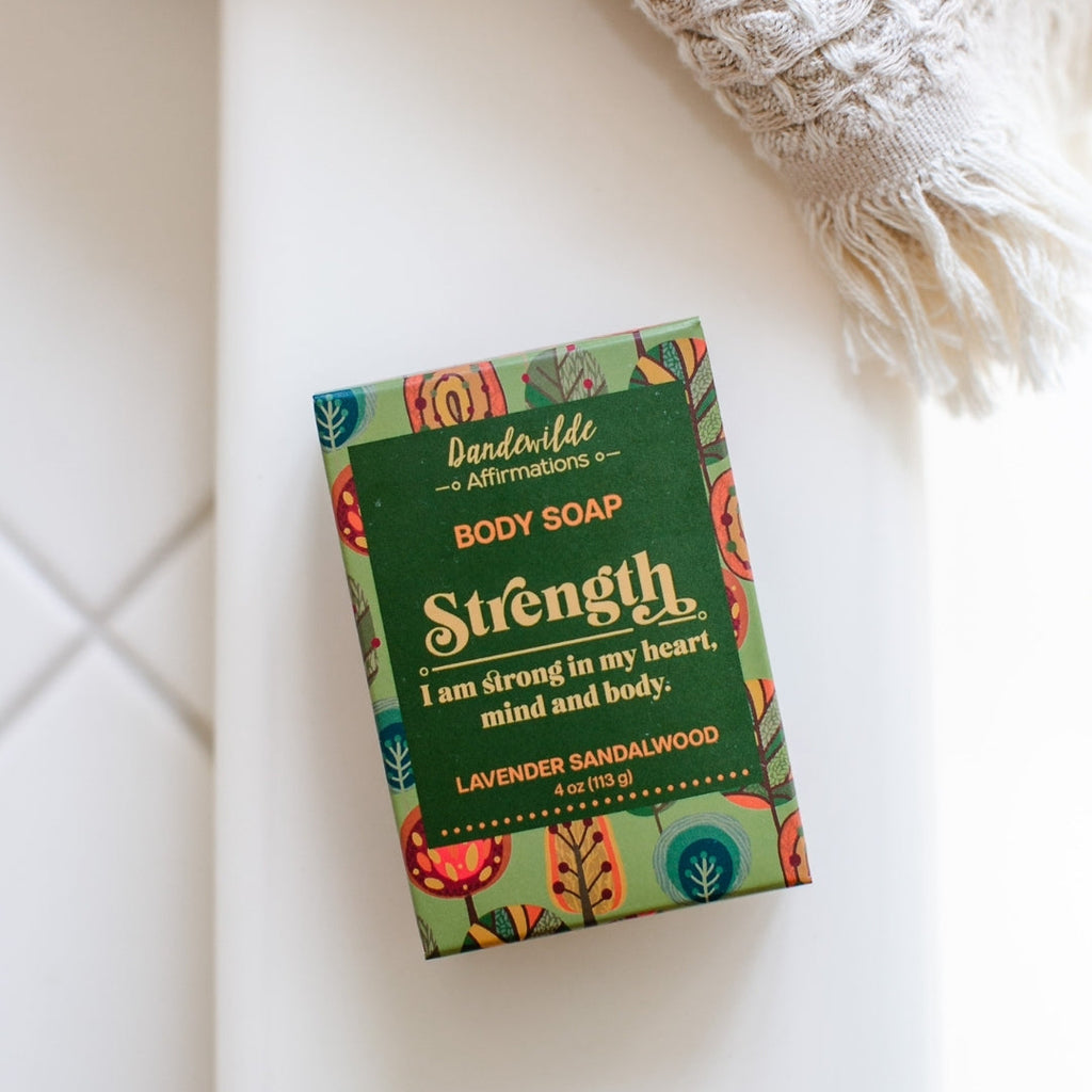 Soapy Gnome Dandewilde Affirmation Soap: Strength - I am strong in my heart, mind and body. - Lavender Sandalwood