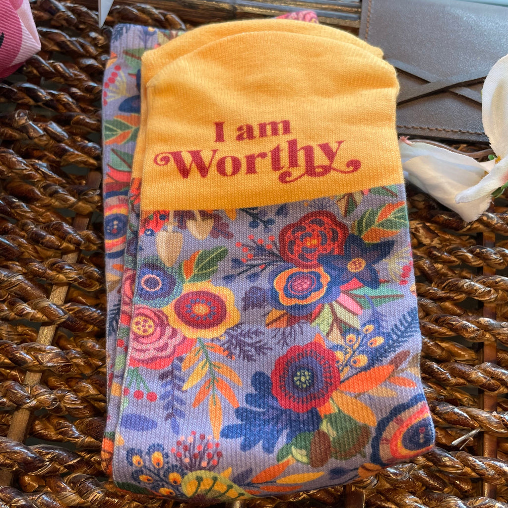 Soapy Gnome Dandewilde Affirmation Socks: I am Worthy